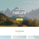 Nature-themed WordPress website template with mountain view.