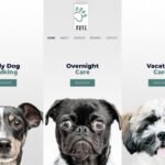 Dog care services webpage with booking options.